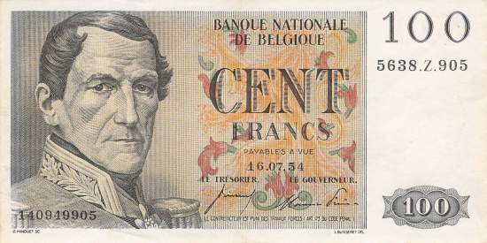 100 Franc 1954 p.129b